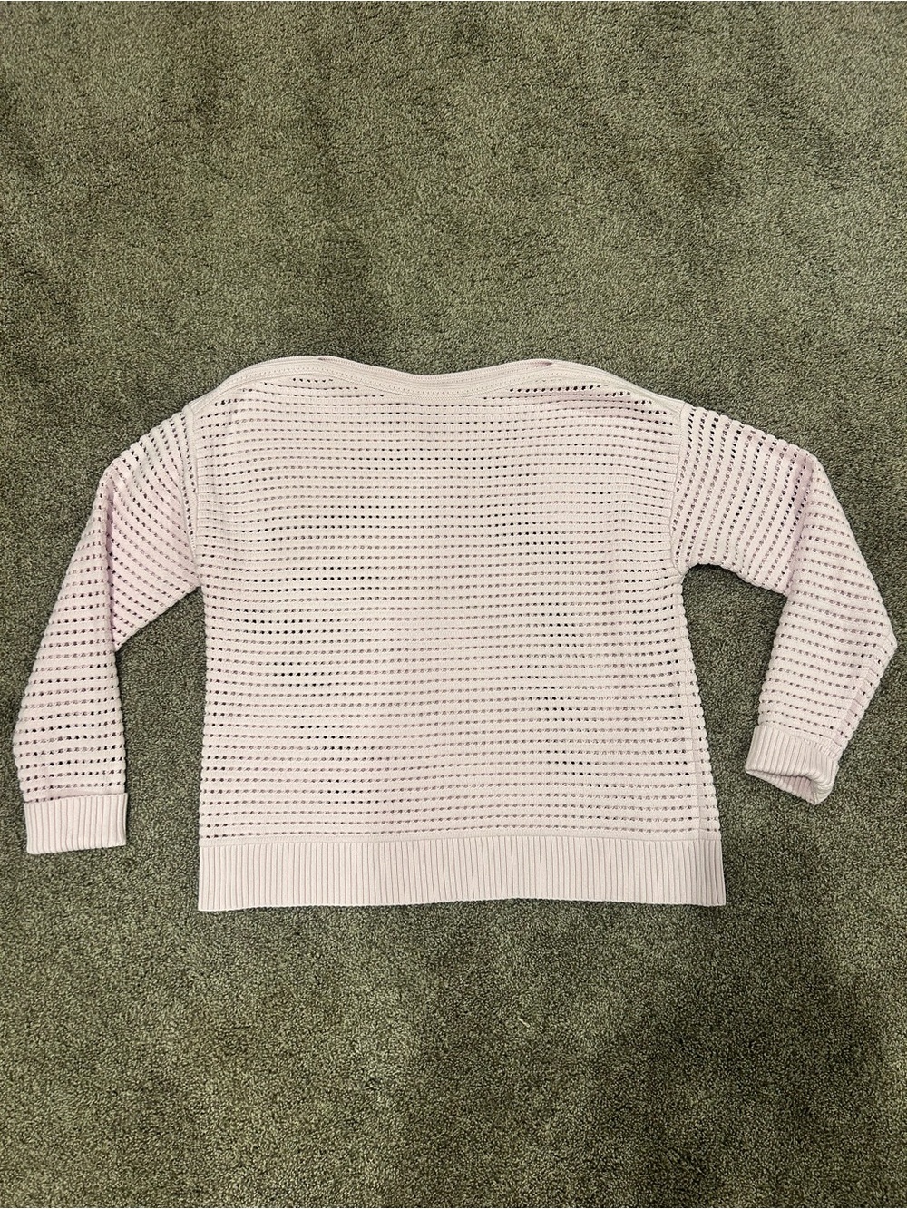 lululemon women’s pink pima cotton blend open knit pointelle sweater. size M.